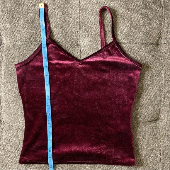 Garage Rich Wine Velvet Crop Tank Top - Picture 6 of 10